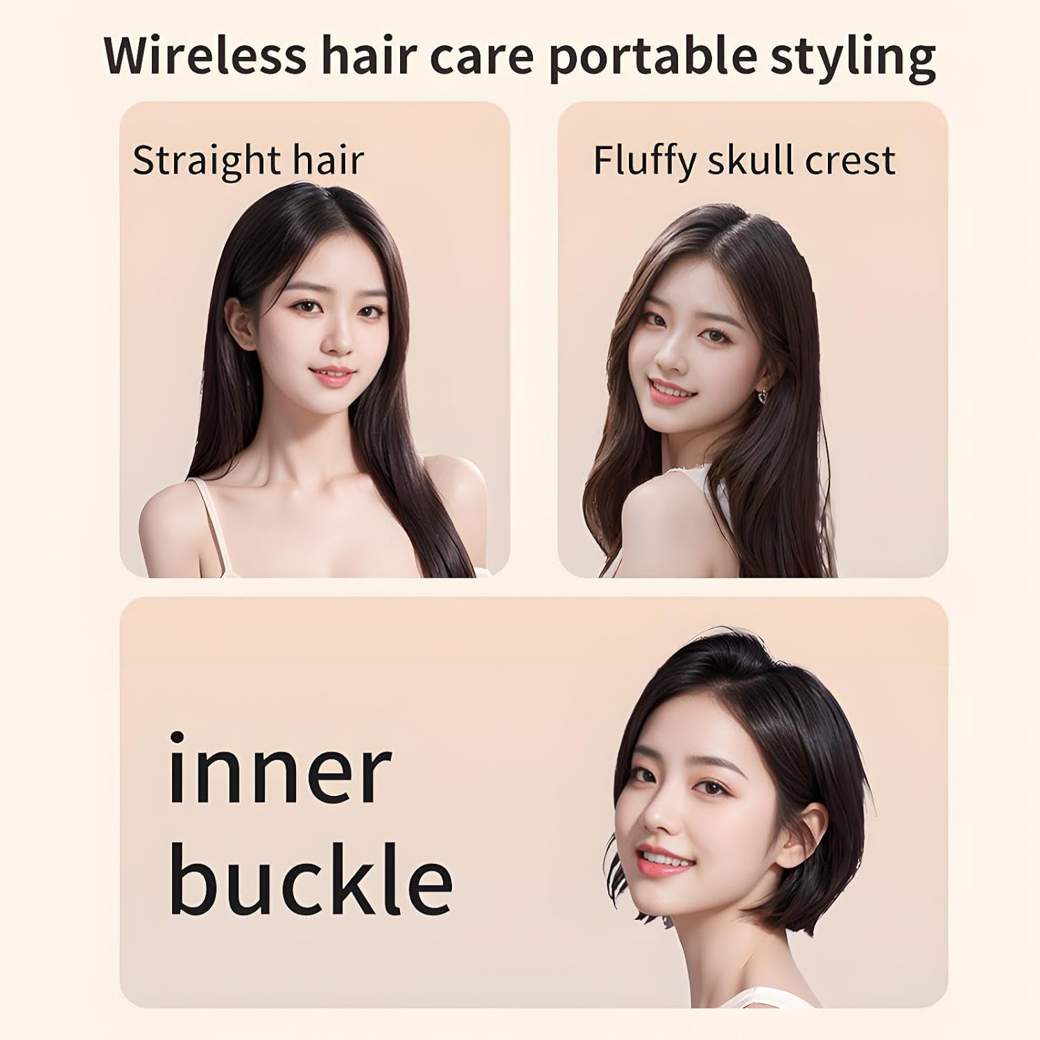 Glambrushs Mini Hair Straightener,2-In-1 Mini Cordless Hair Straightener Comb,30S Fast Heating Hot Comb,3-Speed Temperature Control,Usb Rechargeable Heated Styling Brush (Black)