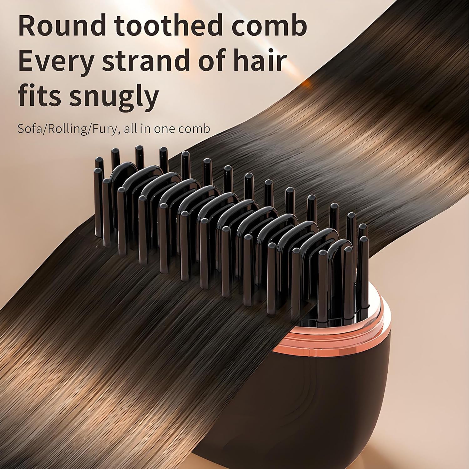 Glambrushs Mini Hair Straightener,2-In-1 Mini Cordless Hair Straightener Comb,30S Fast Heating Hot Comb,3-Speed Temperature Control,Usb Rechargeable Heated Styling Brush (Black)
