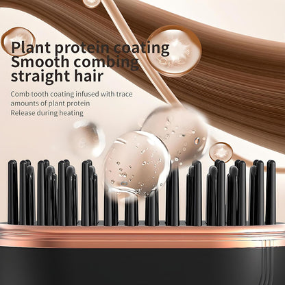Glambrushs Mini Hair Straightener,2-In-1 Mini Cordless Hair Straightener Comb,30S Fast Heating Hot Comb,3-Speed Temperature Control,Usb Rechargeable Heated Styling Brush (Black)